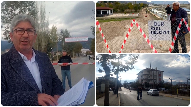 'TAPULU ARAZÄ°MÄ°Z' DEYÄ°P  YOLU TRAFÄ°ÄžE KAPATTI