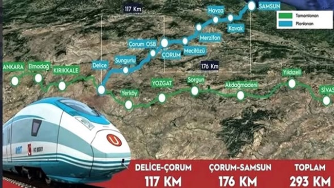 ÇORUM-SAMSUN HIZLI TREN HATTI  İÇİN ACELE KAMULAŞTIRMA KARARI