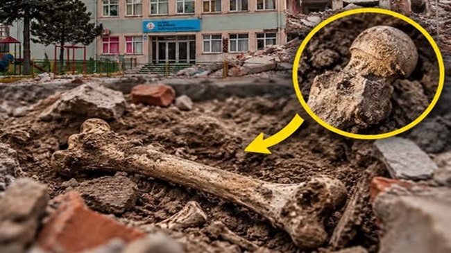 23 NİSAN ORTAOKULU ALANINDA  KEMİK KALINTILARI BULUNDU